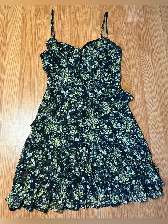 Lulus Dresses & Skirts - Lulu's Black Dress with Yellow and Aqua Floral Accent